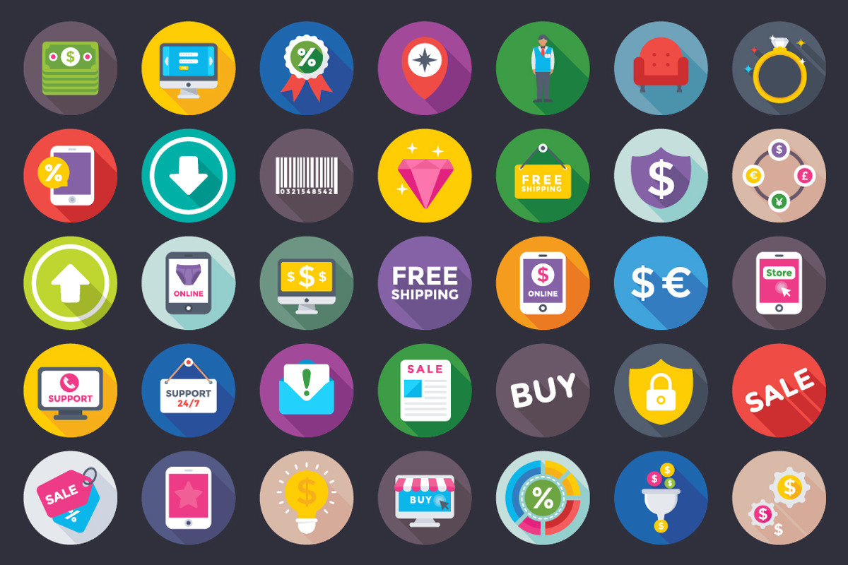 257 Shopping and Commerce Flat Icons, an Outline Icon by Creative Stall