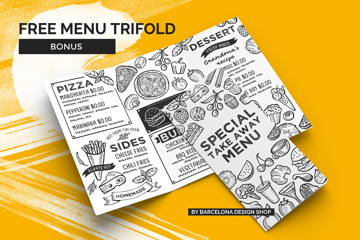 FREE! Trifold + Cafe Menu Template, a Brochure Template by BarcelonaShop (Photo 6 of 6)