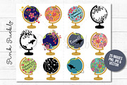 Vintage Globe Clipart and Vectors, an Illustration by PinkPueblo (Thumbnail 3 of 3)