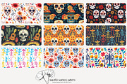 80 Dia de Muertos seamless pattern, a Pattern Graphic by Poppy Lane Studio (Thumbnail 4 of 11)