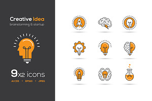 Creative idea vector icons set