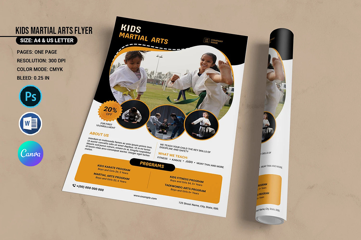 Kids Martial Arts Flyer Template, a Flyer Template by retrographix (Photo 1 of 4)