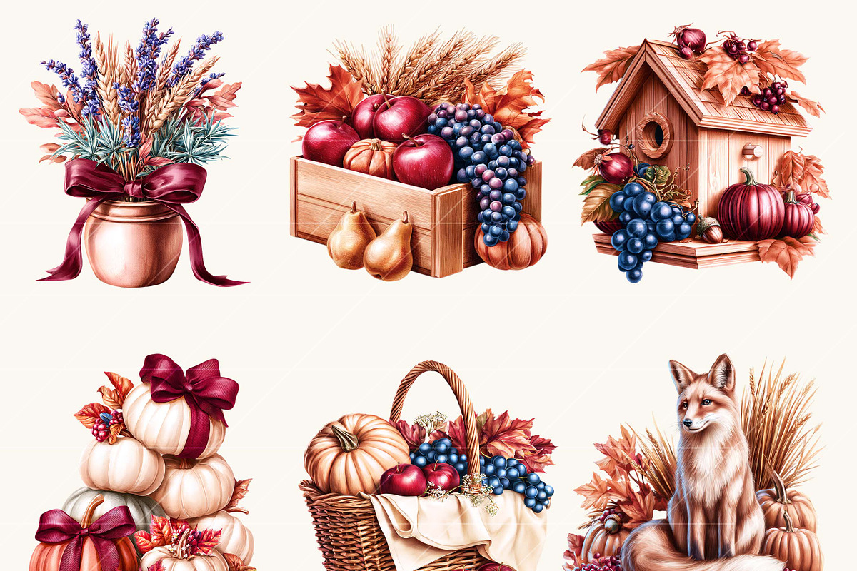 Elegant Autumn Harvest Clipart, a Decorative Illustration by BusyDaydesign (Photo 3 of 9)