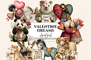 VALENTINE DREAM ANIMALS CLIPART PACK, an Animal Illustration by Daring Digies (Thumbnail 1 of 8)