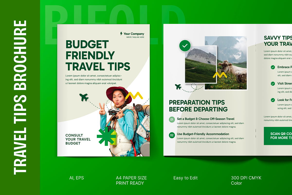 Budget Friendly Travel Tips Bifold, a Brochure Template by MMPixelCraft (Photo 1 of 4)