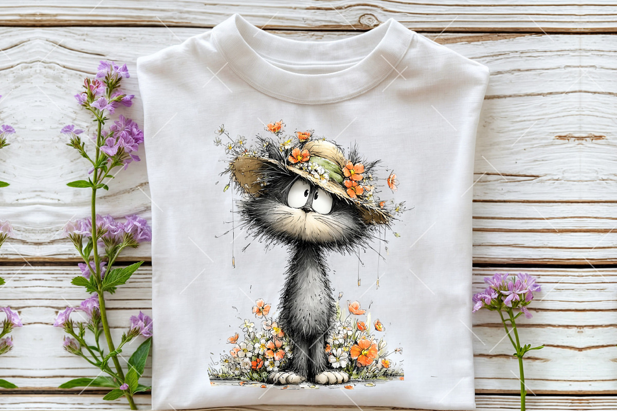 Whimsical Spring Cat Clipart, an Illustration by OK Design (Photo 5 of 6)