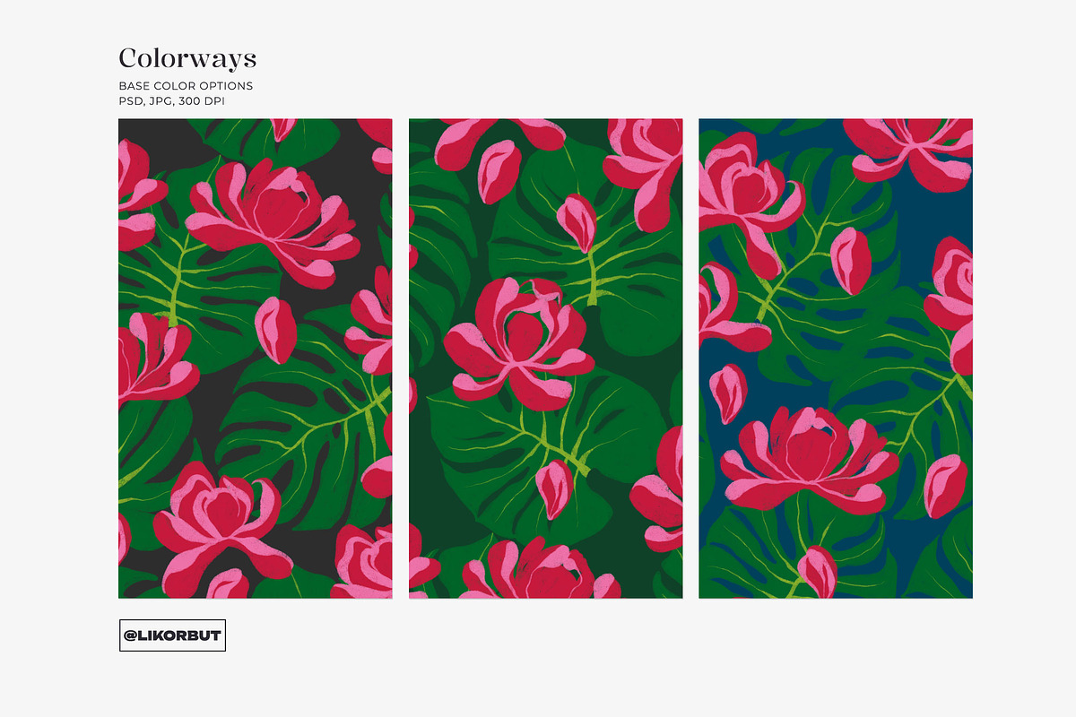 Bold Tropical Floral Pattern, a Pattern Graphic by likorbut (Photo 7 of 15)