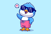 Cute Penguin Summer Waving Hand, an Animal Illustration by Catalyst Labs (Thumbnail 1 of 3)
