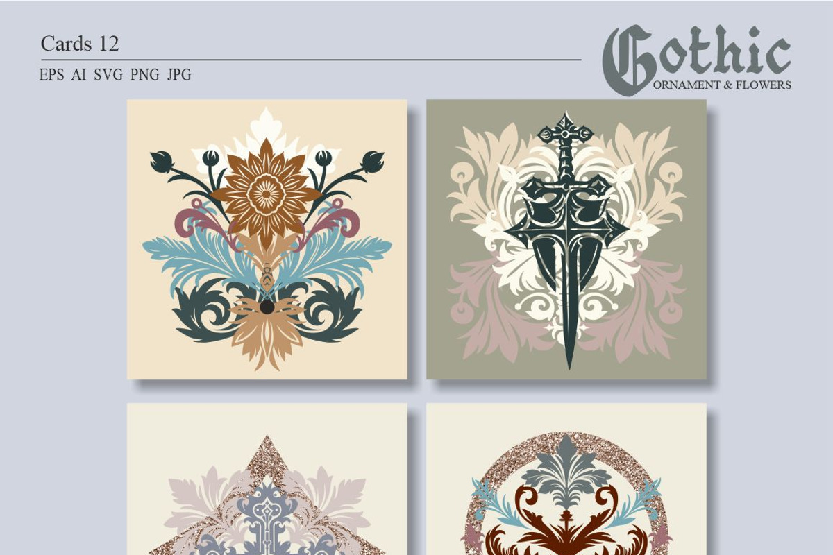 Gothic Ornament and Flowers, a Pattern Graphic by Collection by VY (Photo 3 of 11)