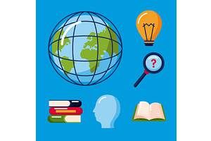 six knowledge management icons, an Object Illustration by studiogstock