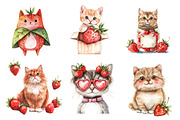 Strawberry Cat Clipart Sublimation, an Illustration by CreationArt (Thumbnail 4 of 5)