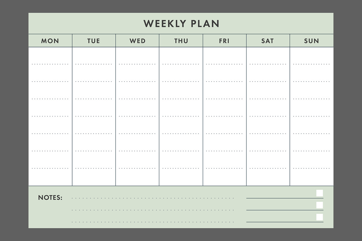 Printable A4 Basic Weekly Planner II, a Stationery Template by Krafti Lab