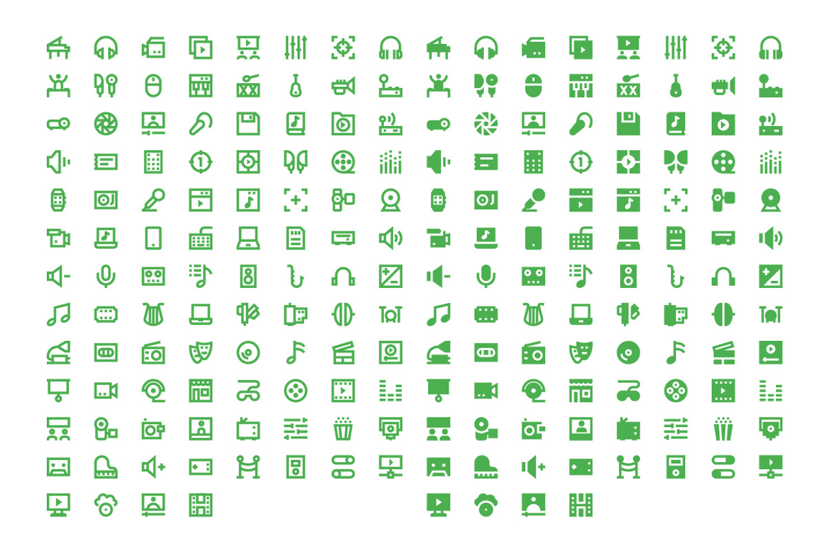 200 Multimedia Material Design Icons, a Solid Icon by Creative Stall (Photo 2 of 5)