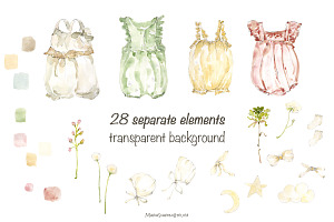 Watercolor Baby Clothes Clipart