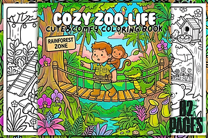 Cozy Zoo Life Cute&Comfy Coloring, a Decorative Illustration by Design Station