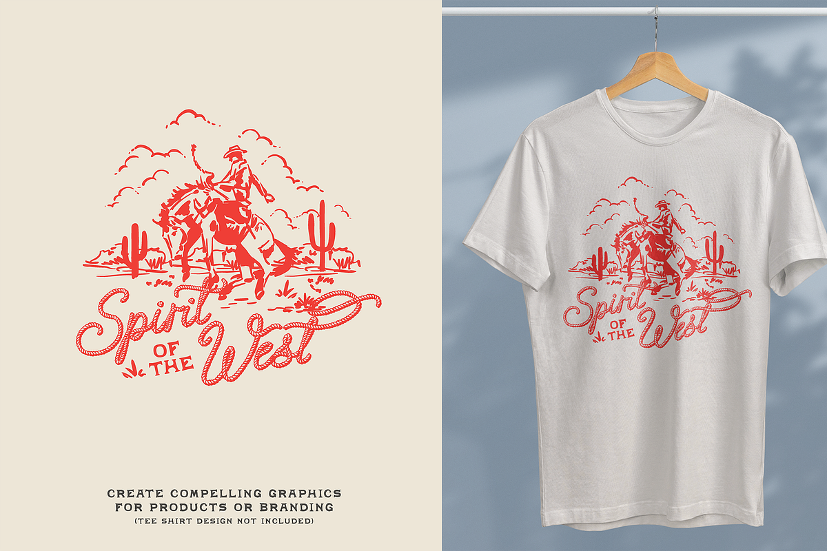 Western Cowboy Bucking Horse Graphic, an Illustration by Antiquaria (Photo 4 of 4)