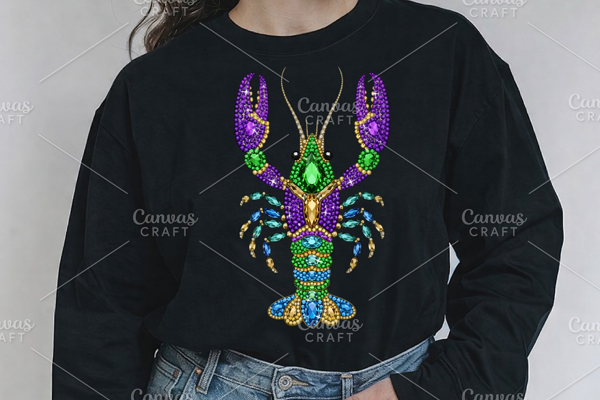 Rhinestone Mardi Gras Crawfish PNG, an Illustration by Canvas Craft (Photo 2 of 6)