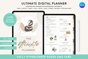 Undated Digital Life Planner iPad, a Templates & Theme by HoneyGlowStudioCo