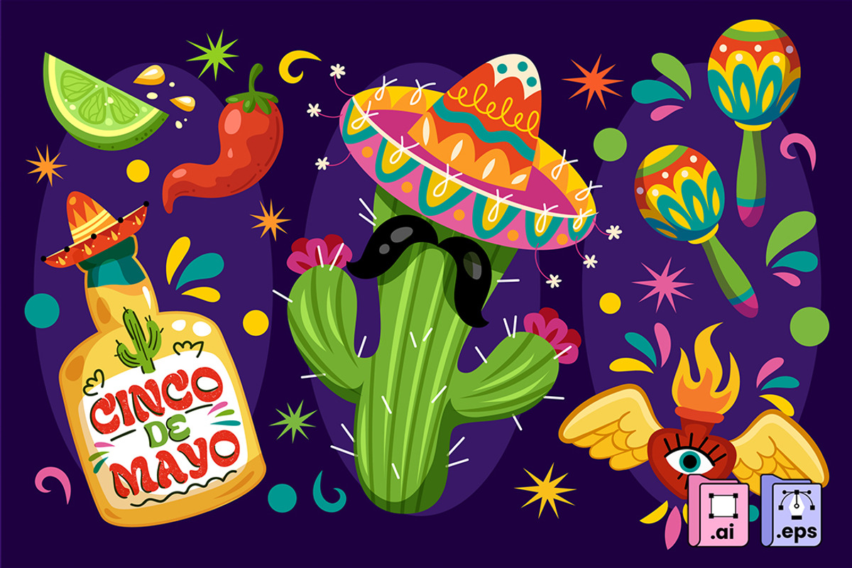 Cinco De Mayo Fiesta Elements, a Seasonal Illustration by MISS CHATZ (Photo 1 of 3)