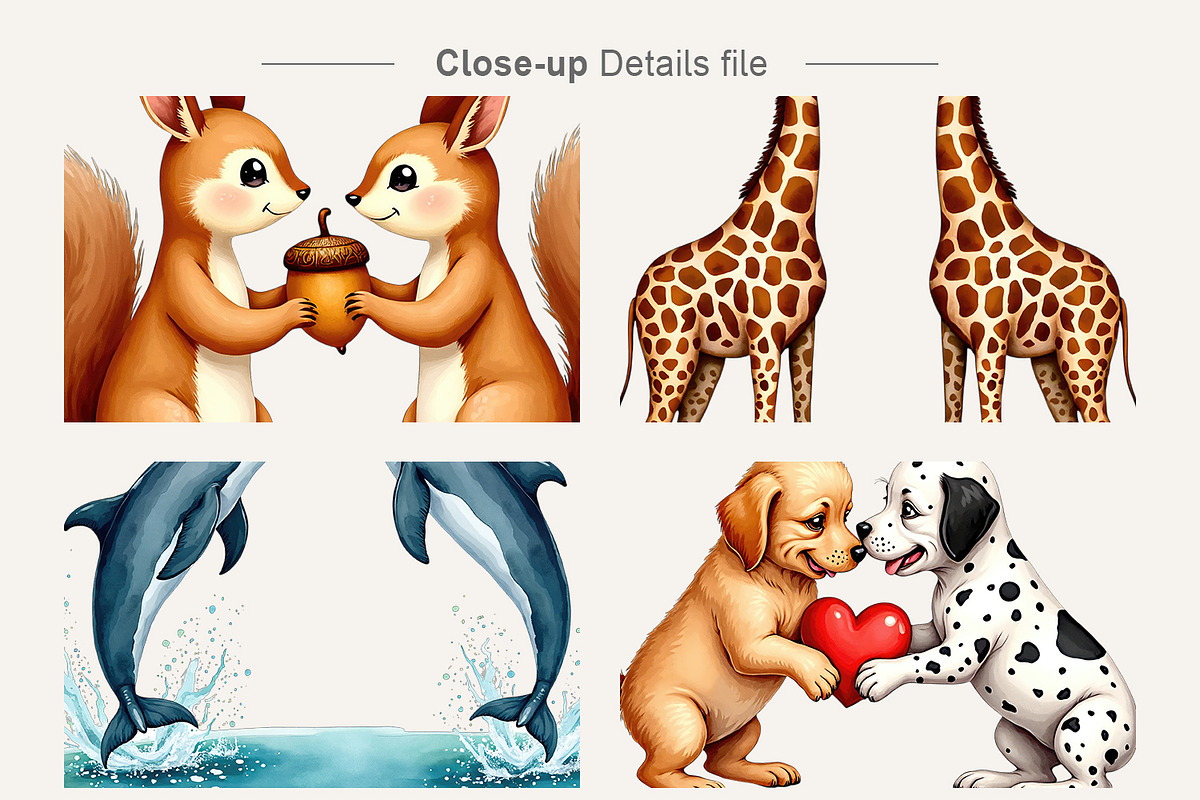 Watercolor Animal Romance Clipart, an Animal Illustration by Artnoy (Photo 3 of 8)