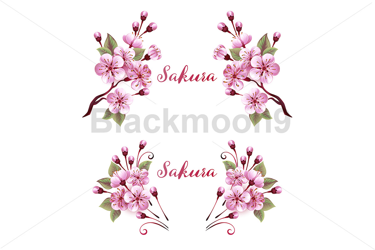 Pink Sakura Monograms, a Decorative Illustration by blackmoon9 (Photo 1 of 3)