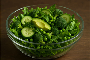 Green Vegetable Salad with Avocado, a Food Illustration by AlexArt
