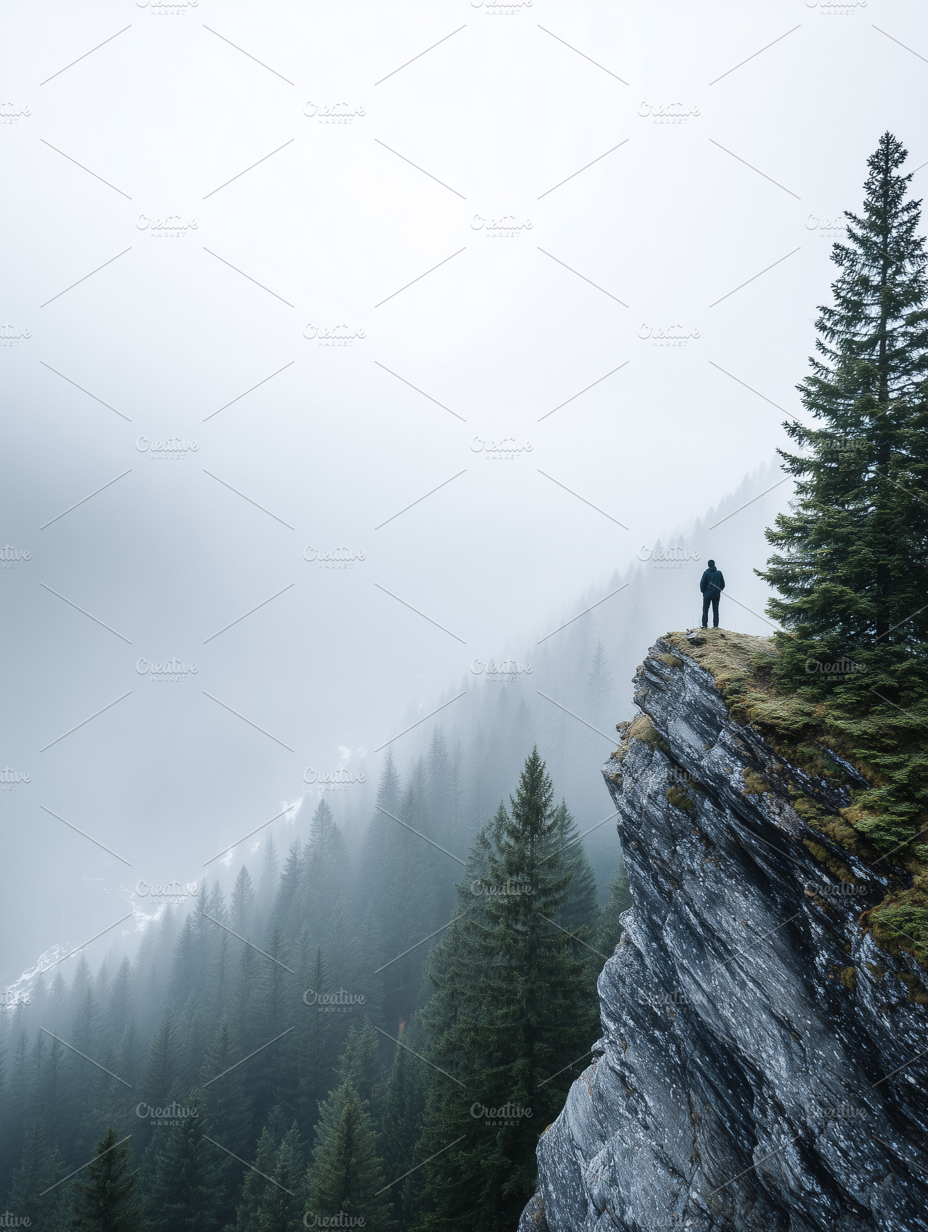 Alone person standing on a rocky, a Nature Photo by MistyDay