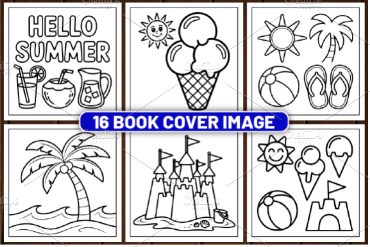 61 Hello Summer Coloring Pages, a Seasonal Illustration by Design Station (Photo 5 of 6)