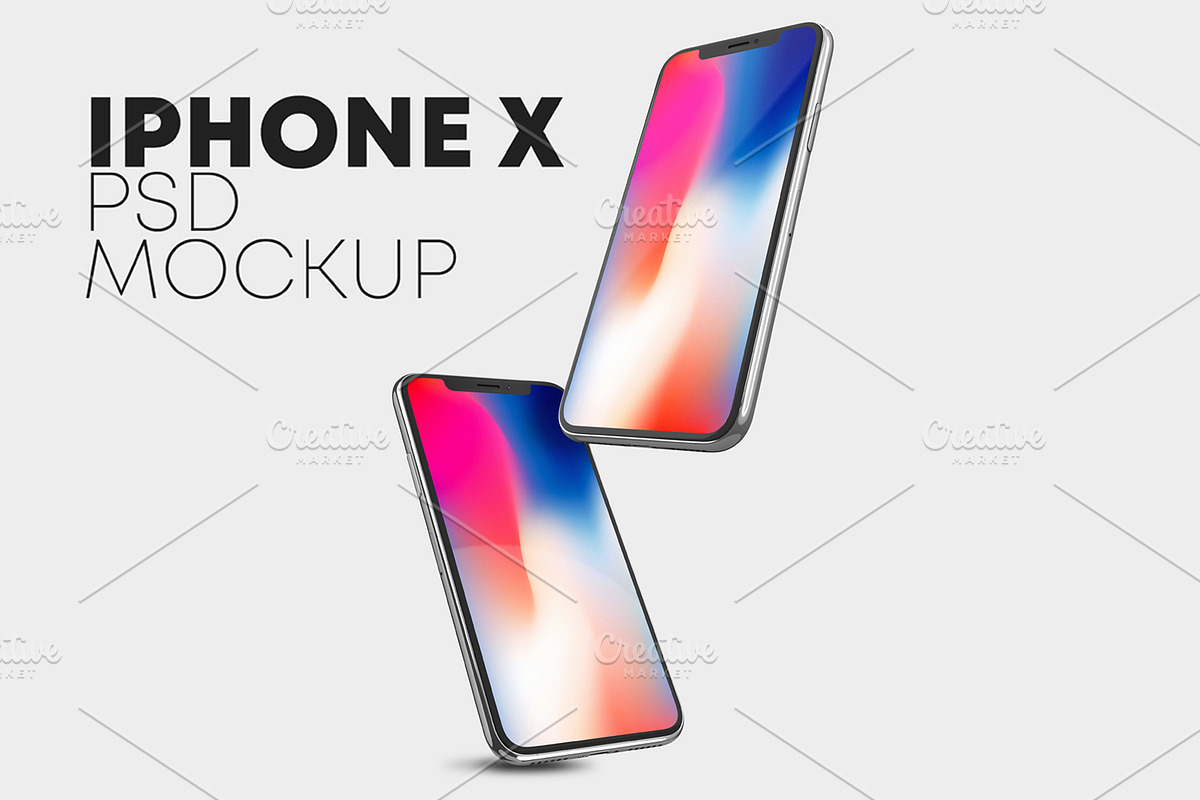 10 iPhone X PSD Mockup Set, an iPhone Mockup by Sinlatown (Photo 1 of 11)