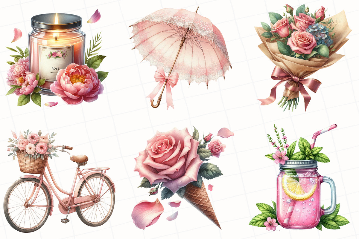 Watercolor Romantic Summer Clipart, an Illustration by OK Design (Photo 4 of 5)