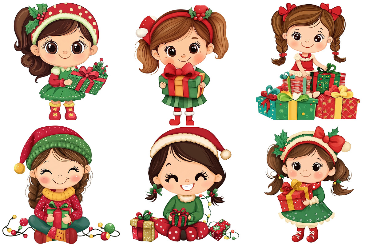 Christmas Girl Gift Box Clipart, an Illustration by DreamArtGraphic (Photo 4 of 5)