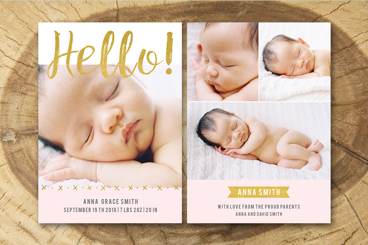 Birth Announcement Template 008, a Card Template by Salsal Design