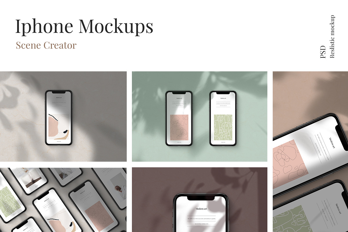 iPhone Mockups - scene creator, a Product Mockup by Digital Breath templates (Photo 1 of 6)