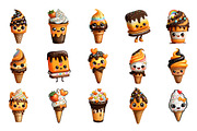 Kawaii Ice Cream Clipart, an Illustration by DreamArtGraphic (Thumbnail 2 of 4)