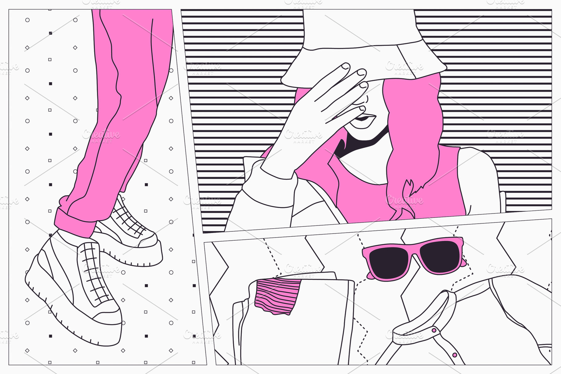Fashion illustration. Comic collage set. Trendy retro design. ba, a Person Photo by Jenya Porechenskaya