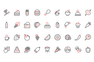 Food icons, a Food Illustration by Lemberg Vector