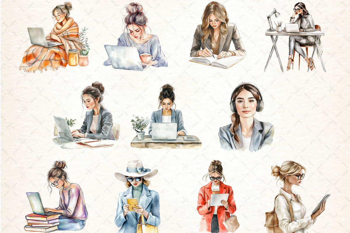 modern workplace clipart, an Illustration by DreamCafeArt (Photo 5 of 5)