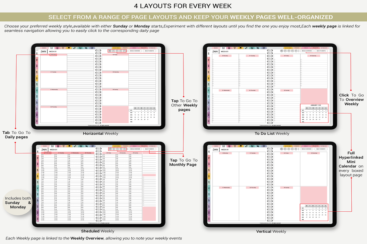 Rainbow Digital Planner 2025 – Color, a Templates & Theme by Plamarplanners (Photo 4 of 10)