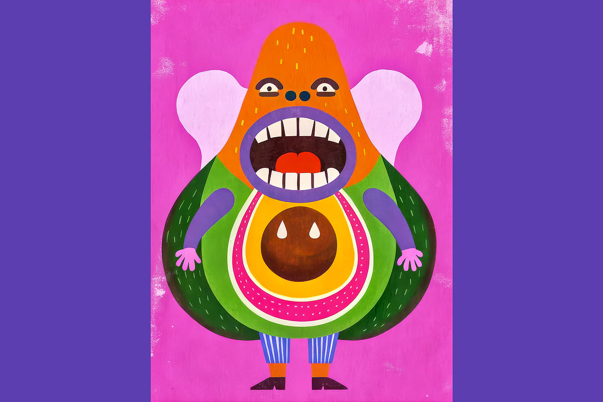 Quirky Avocado Monster Illustrations, a Decorative Illustration by StockVerse Creative (Photo 4 of 4)