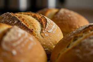 Close-up of freshly baked rustic bre, a Food & Drink Photo by professorinc