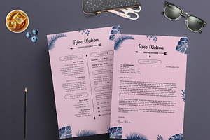 Jungle Blue-Pink Resume Template