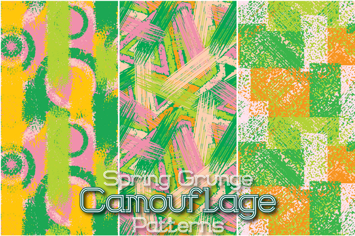 24 Spring Grunge Camo Patterns, a Pattern Graphic by Guten Tag Vector