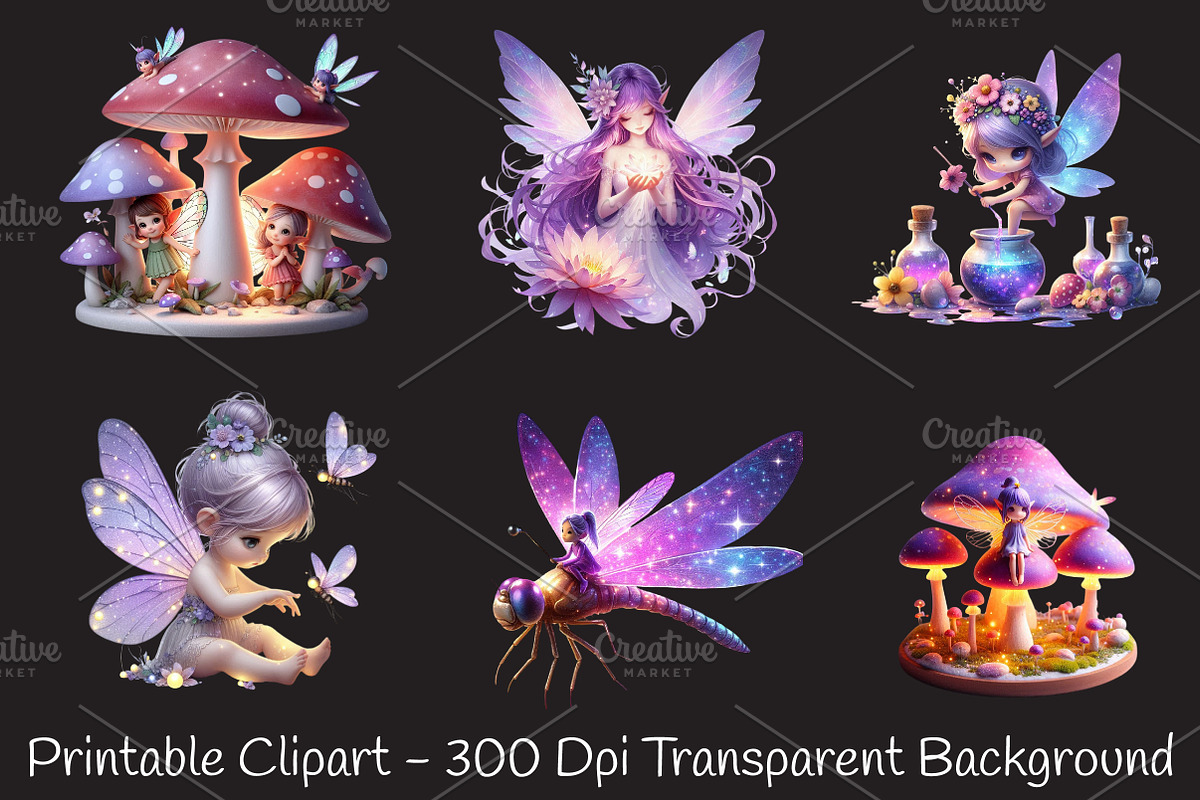 Magical Garden Purple Fairies Png, an Illustration by RobertsArt (Photo 5 of 7)