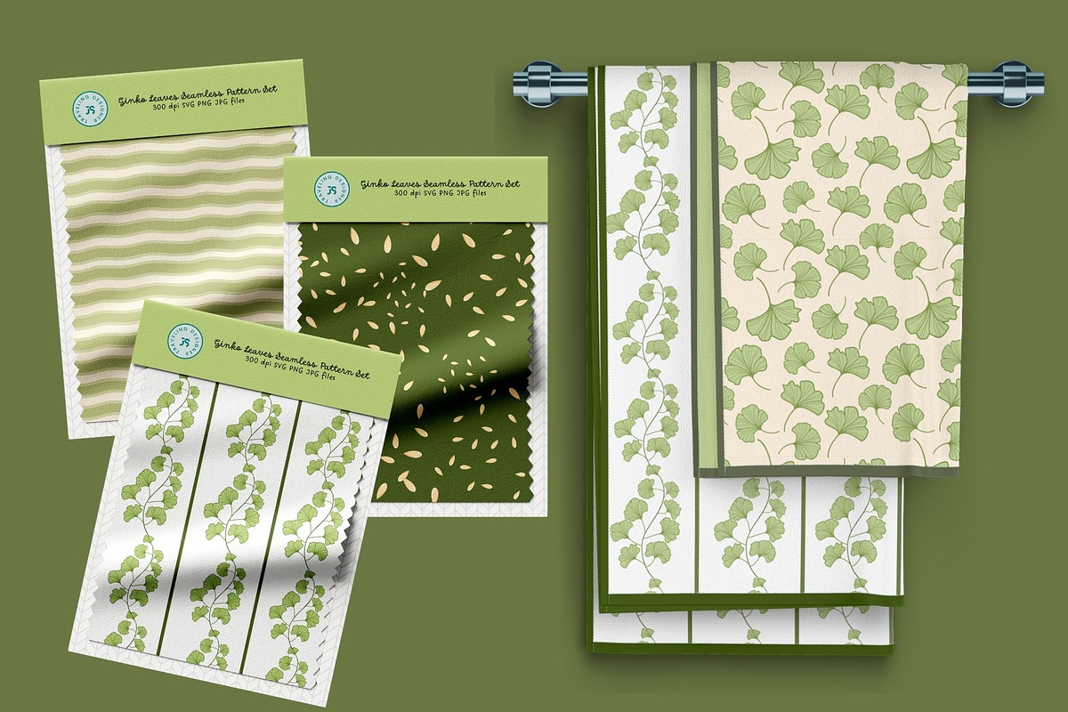 Ginkgo Botanical Seamless Patterns, a Pattern Graphic by Traveling Designer (Photo 3 of 7)