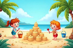 Create a cheerful scene of kids buil, a Photo by LOGOCREATIVE