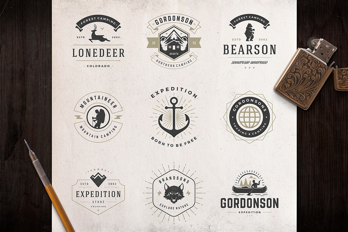 280 Outdoor logos and badges, a Branding & Logo Template by Vasya Kobelev (Photo 31 of 83)