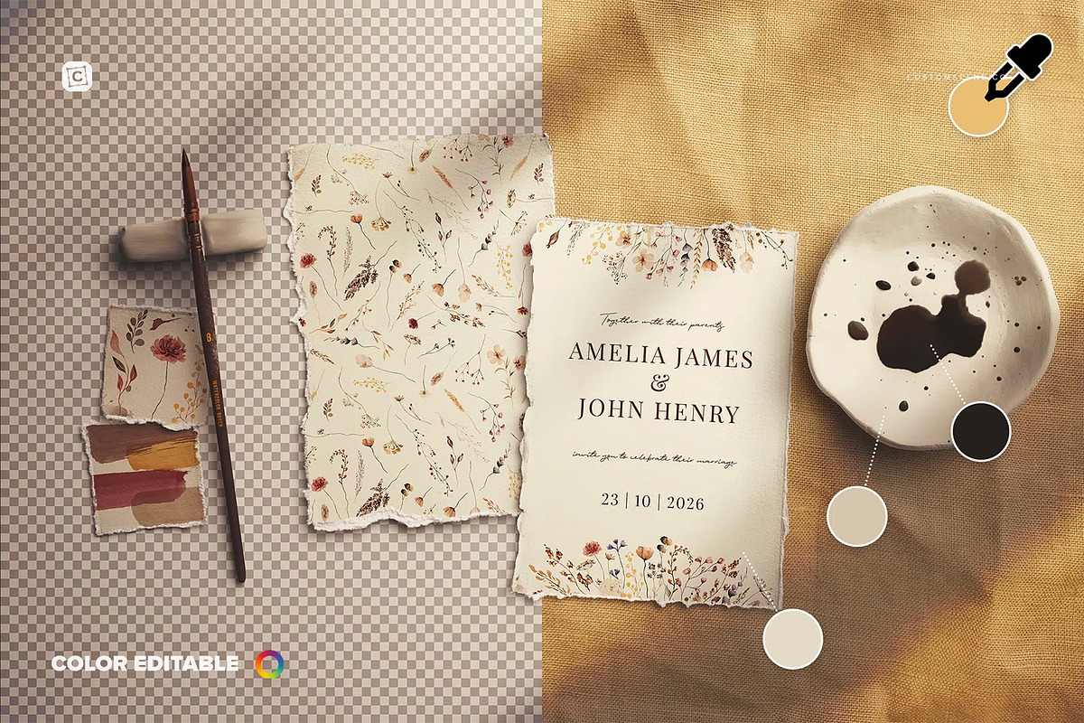 Rustic Watercolor Paper and Paint, a Product Mockup by Custom Scene (Photo 6 of 10)