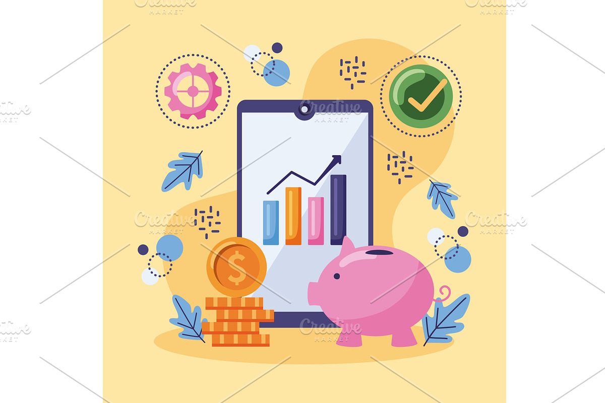 savings and investing in tablet, a Finance Illustration by studiogstock
