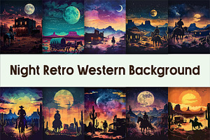 Night Retro Western Background