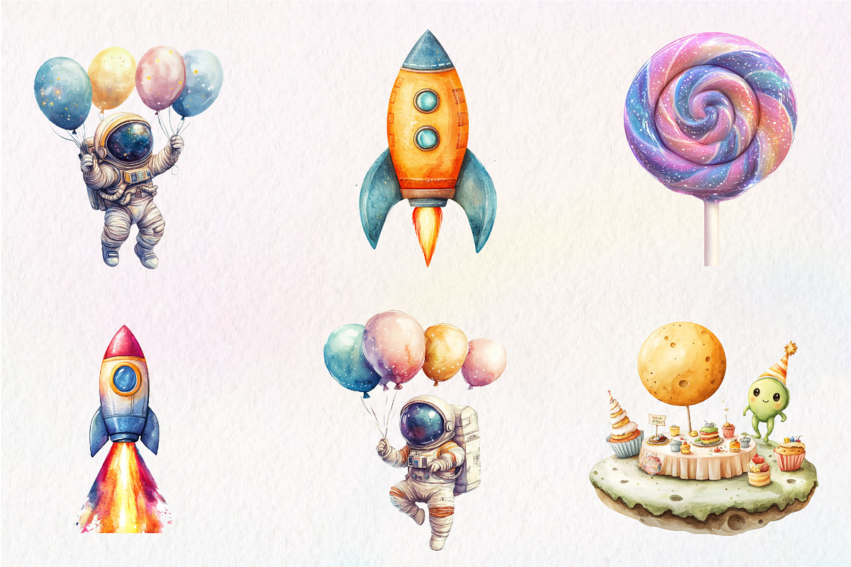 Cute Space Clipart, Space Birthday, an Illustration by CreationArt (Photo 4 of 5)
